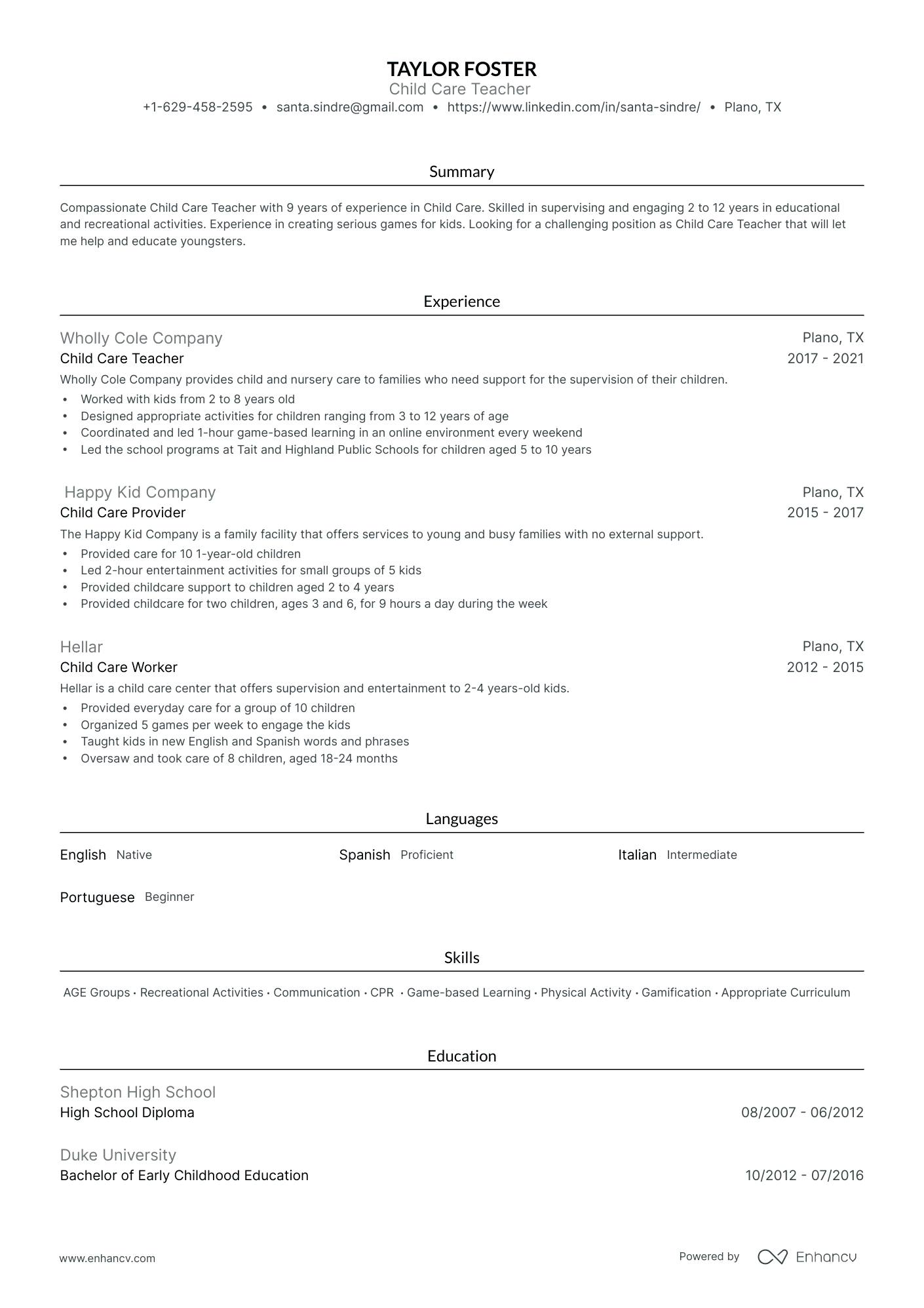 5 Child Care Resume Examples & Guide for 2024