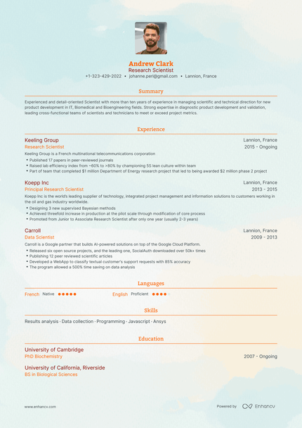 Scientist Resume Examples & Guide for 2023 (Layout, Skills, Keywords ...