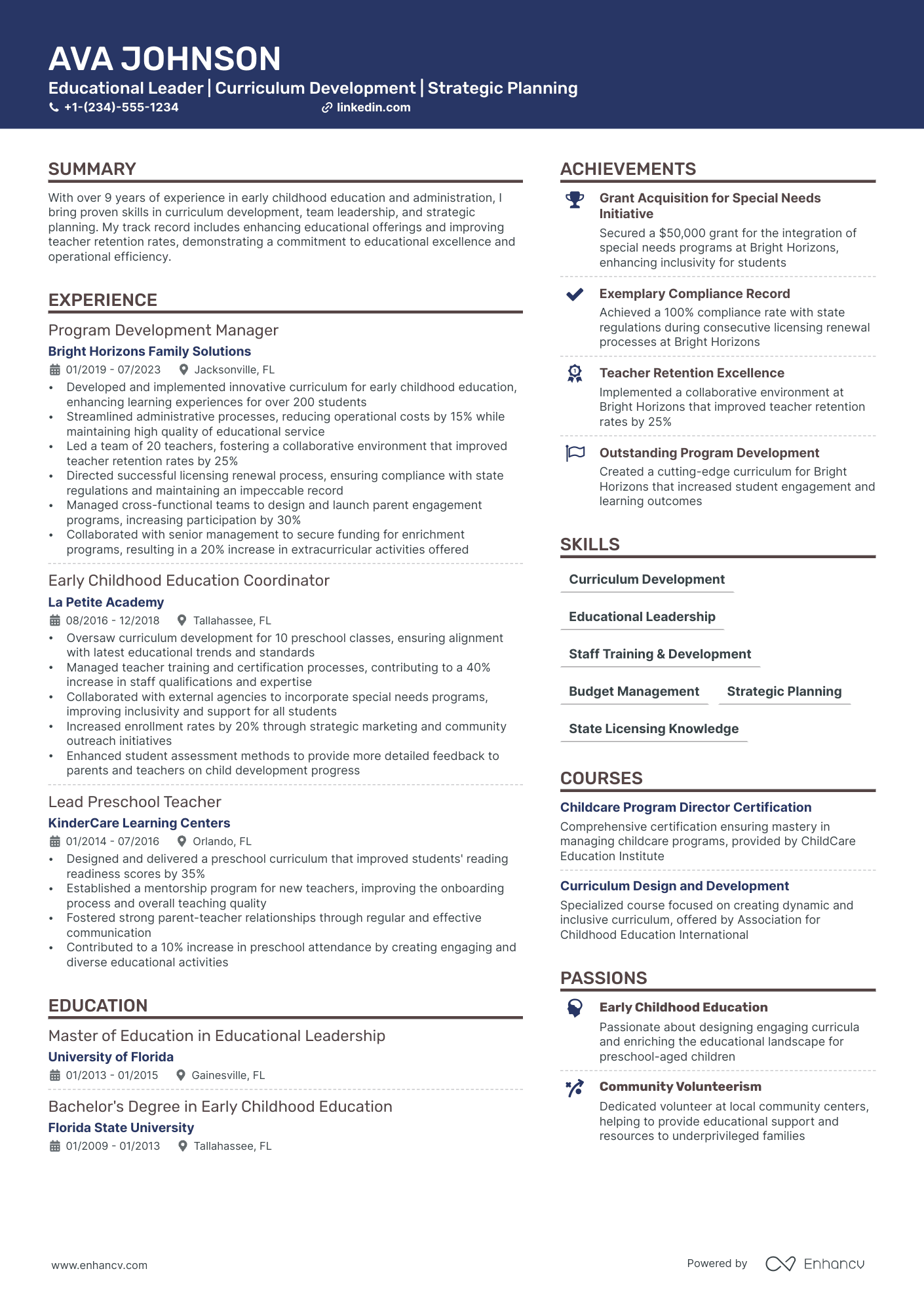 5 Preschool Director Resume Examples & Guide for 2024