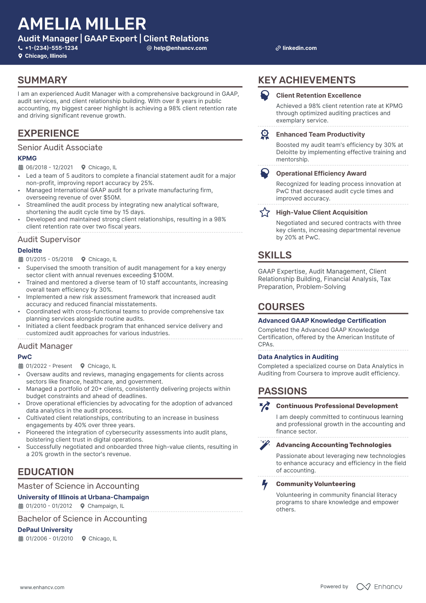 10 Audit Manager Resume Examples & Guide for 2026