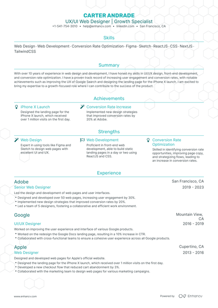 5 Web Designer Resume Examples & Guide For 2024