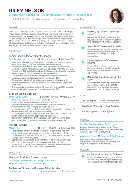 5 Six Sigma Resume Examples & Guide for 2024