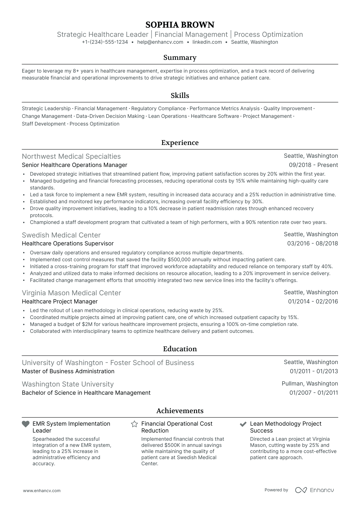 5 Healthcare Operations Manager Resume Examples & Guide for 2024