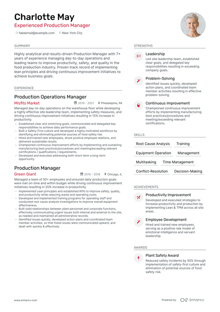 5 Production Manager Resume Examples & Guide for 2024