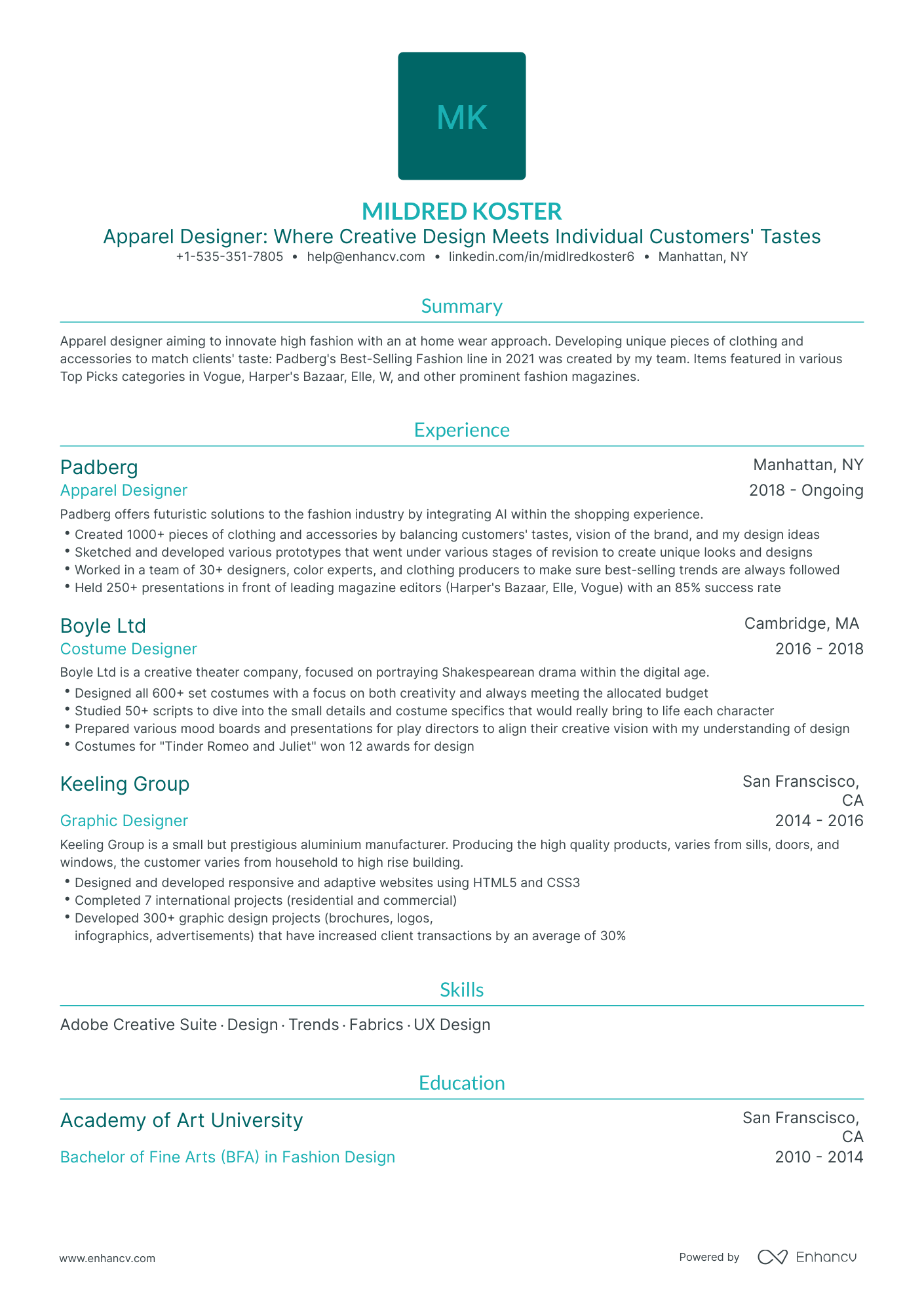 5 Apparel Designer Resume Examples & Guide for 2024