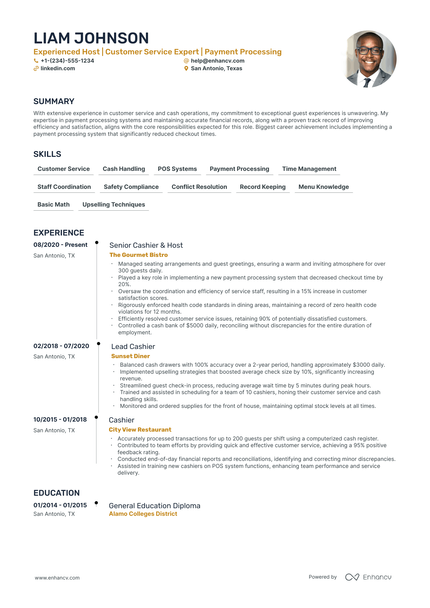 5 Food Cashier Resume Examples & Guide for 2024