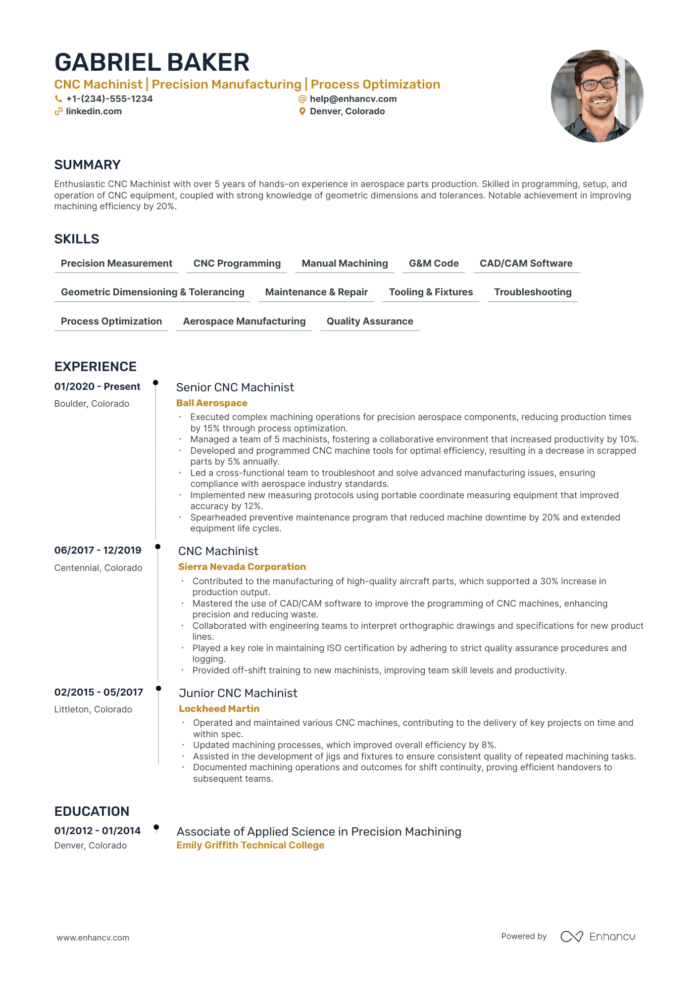 5 Cnc Machinist Resume Examples & Guide for 2024