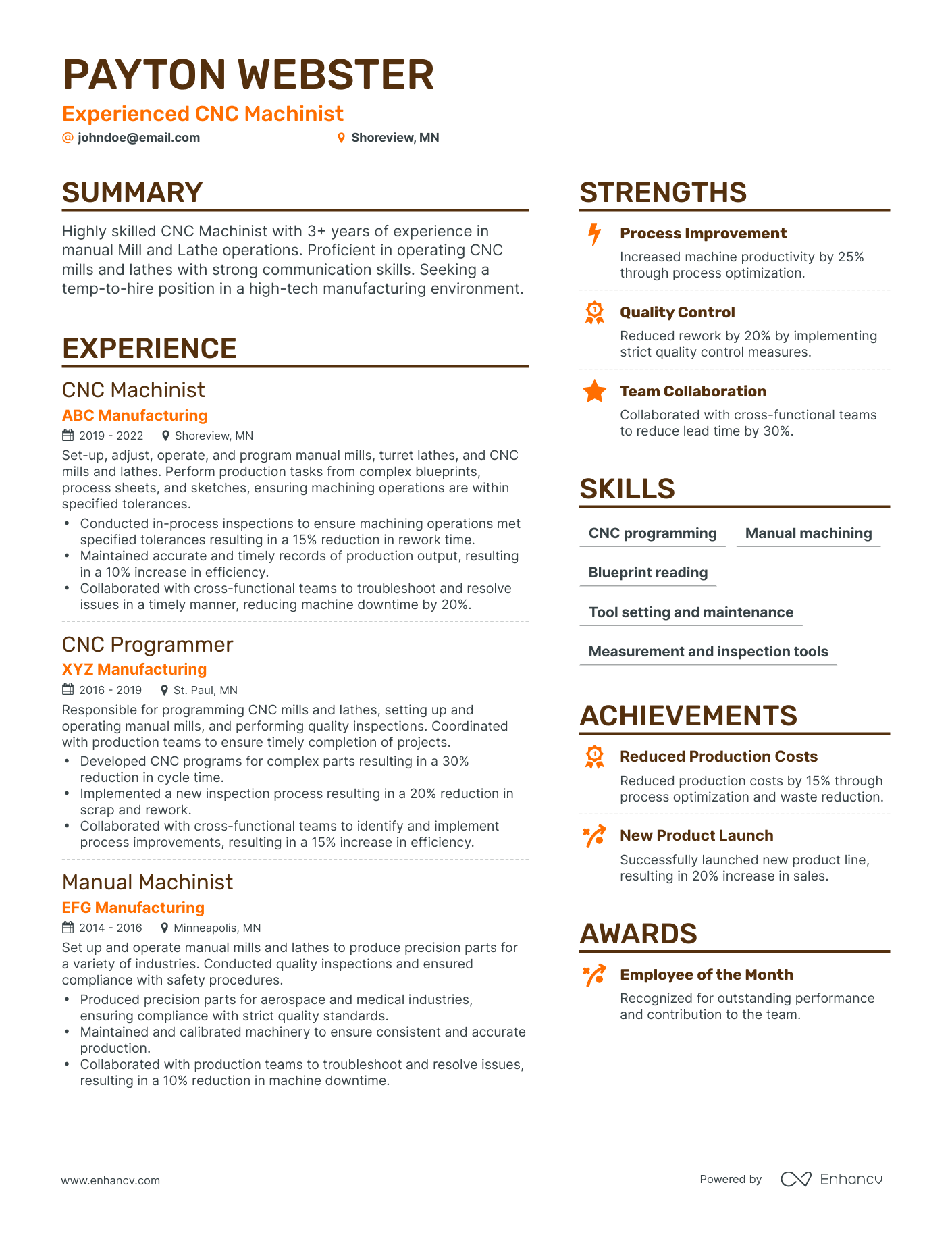 5 Cnc Machinist Resume Examples & Guide for 2023