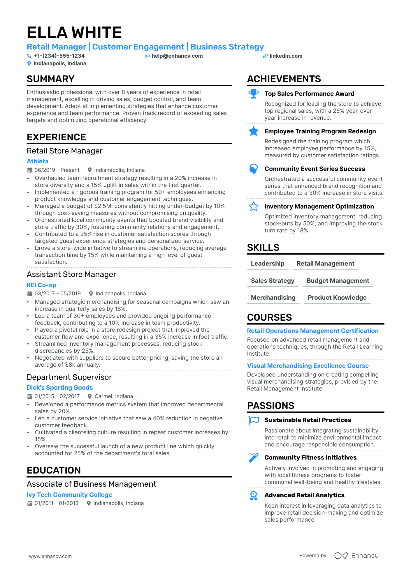 Coaching resume example