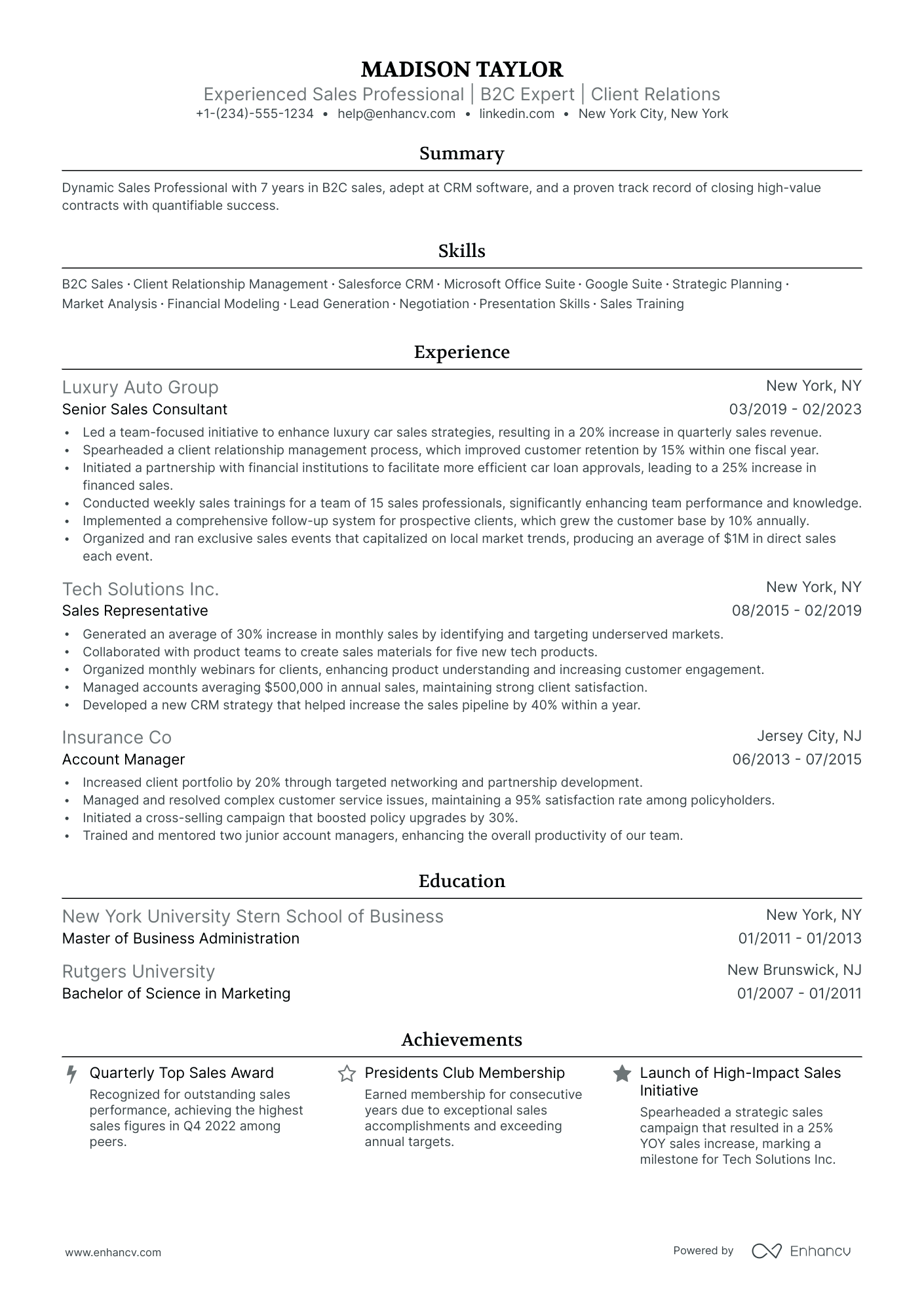 5 Sales Professional Resume Examples & Guide for 2024