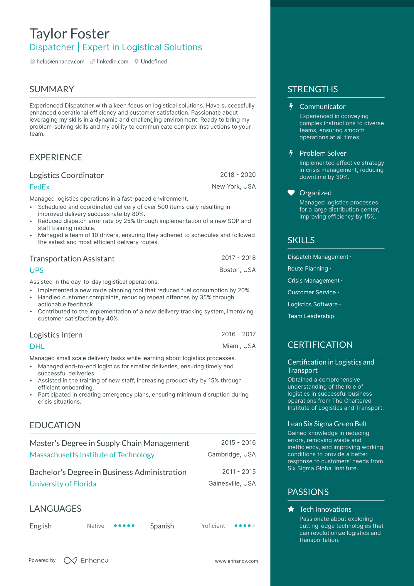 5 Entry Level Dispatcher Resume Examples & Guide for 2024