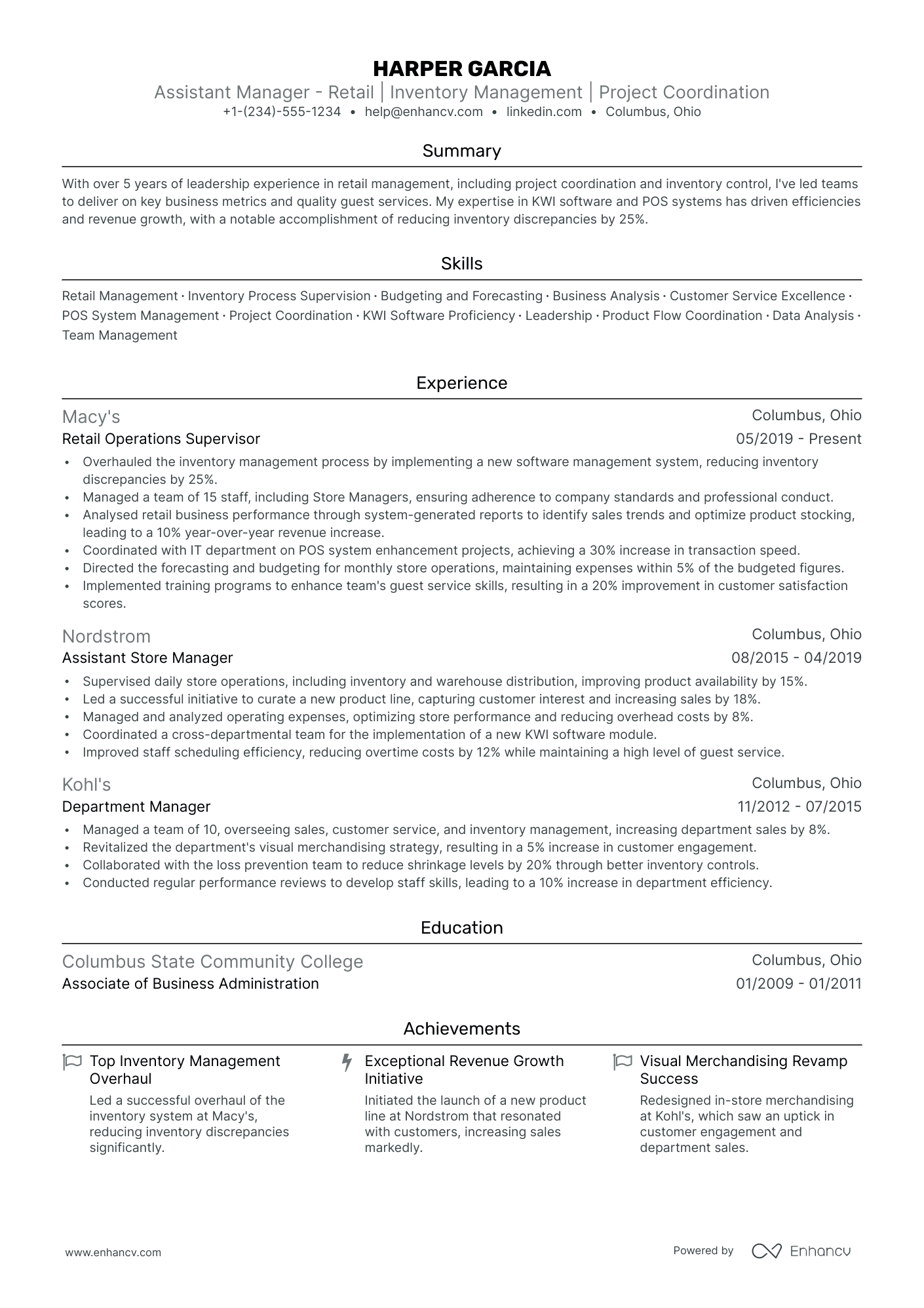 5 Assistant Manager Retail Resume Examples & Guide for 2024