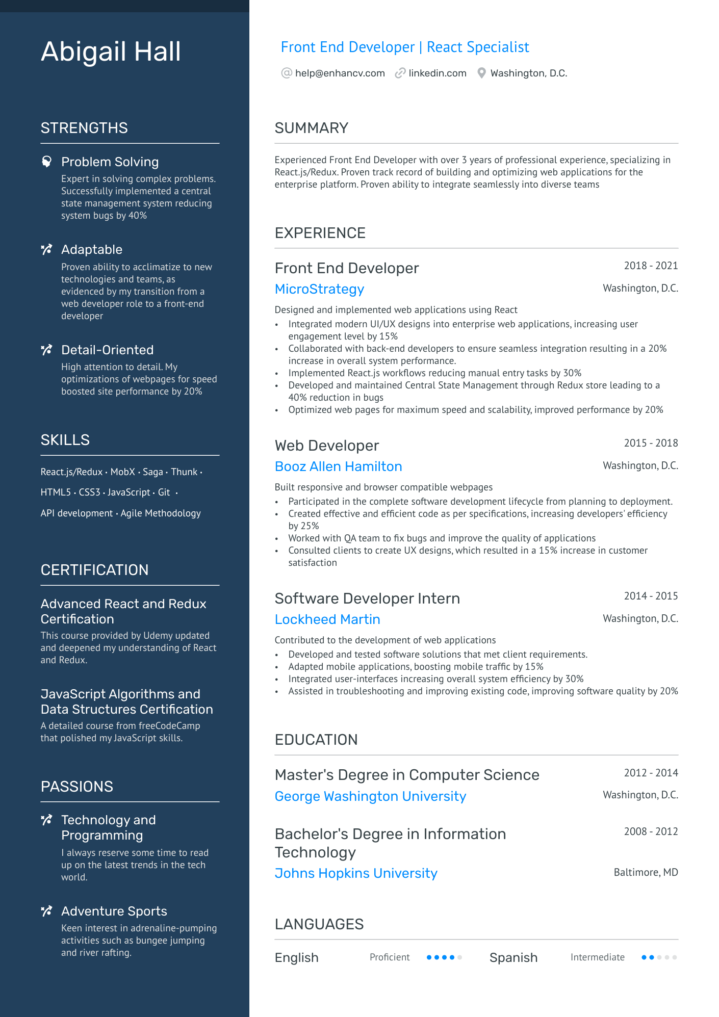 8 React Developer Resume Examples & Guide for 2024