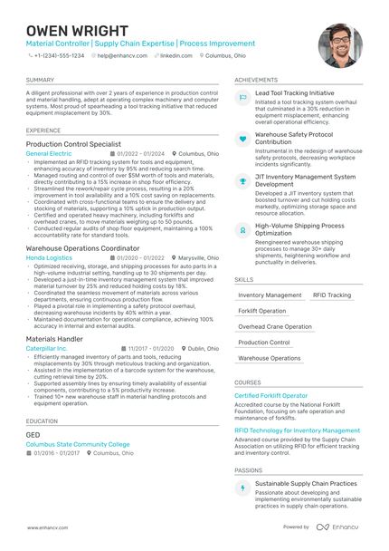 5 Material Handler Resume Examples & Guide for 2024