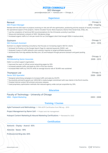 5 Seo Manager Resume Examples & Guide For 2024