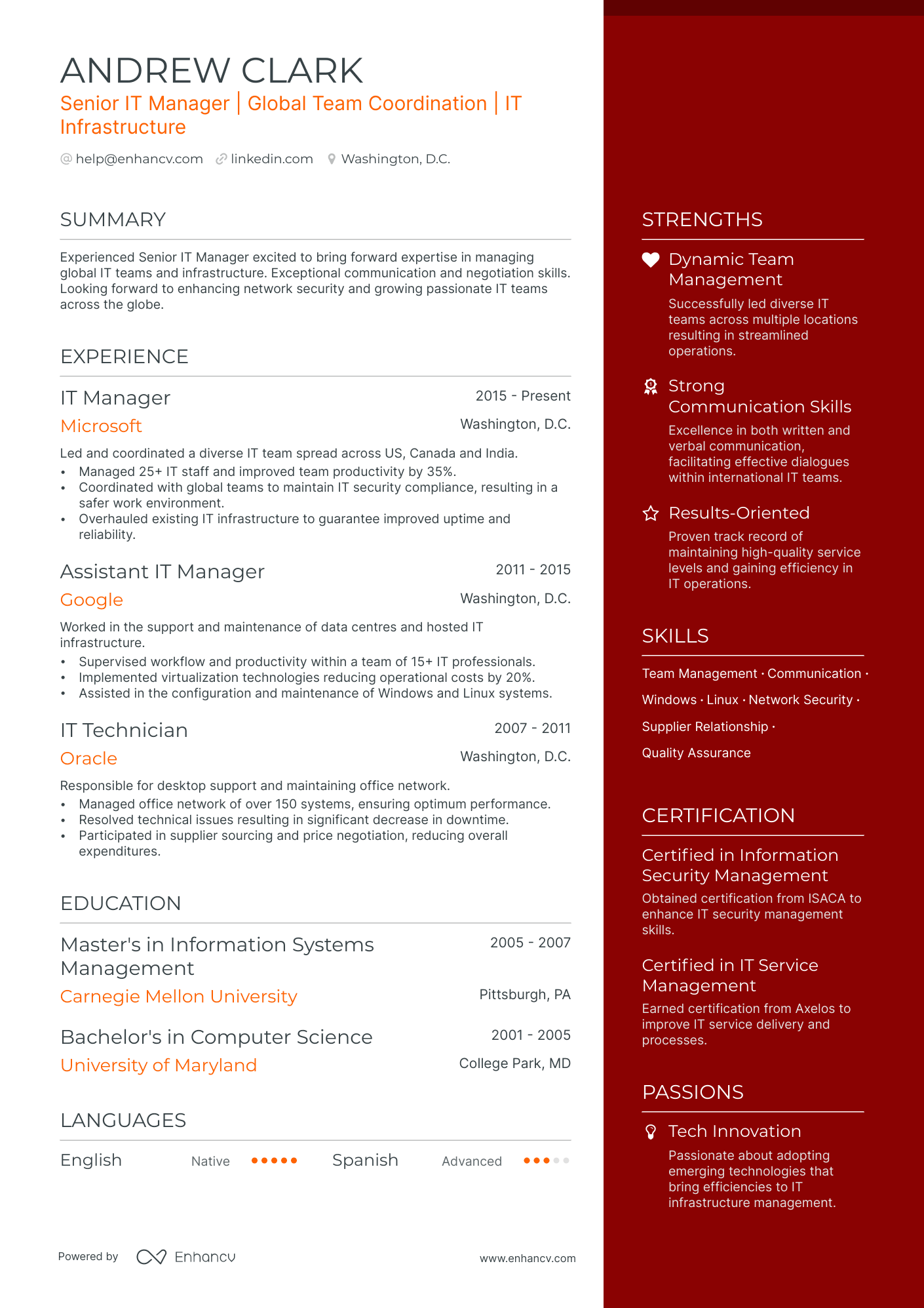 16 IT Manager Resume Examples & Guide for 2024