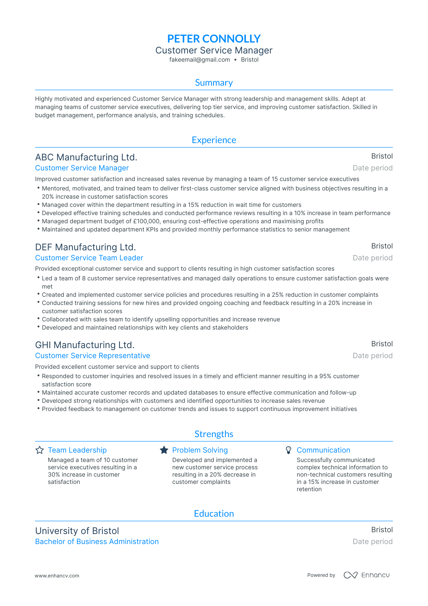 5 Customer Service Manager Resume Examples & Guide for 2024