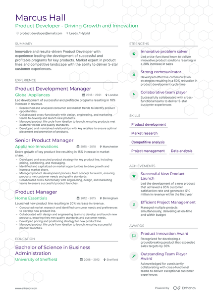 5 Product Developer Resume Examples & Guide for 2024