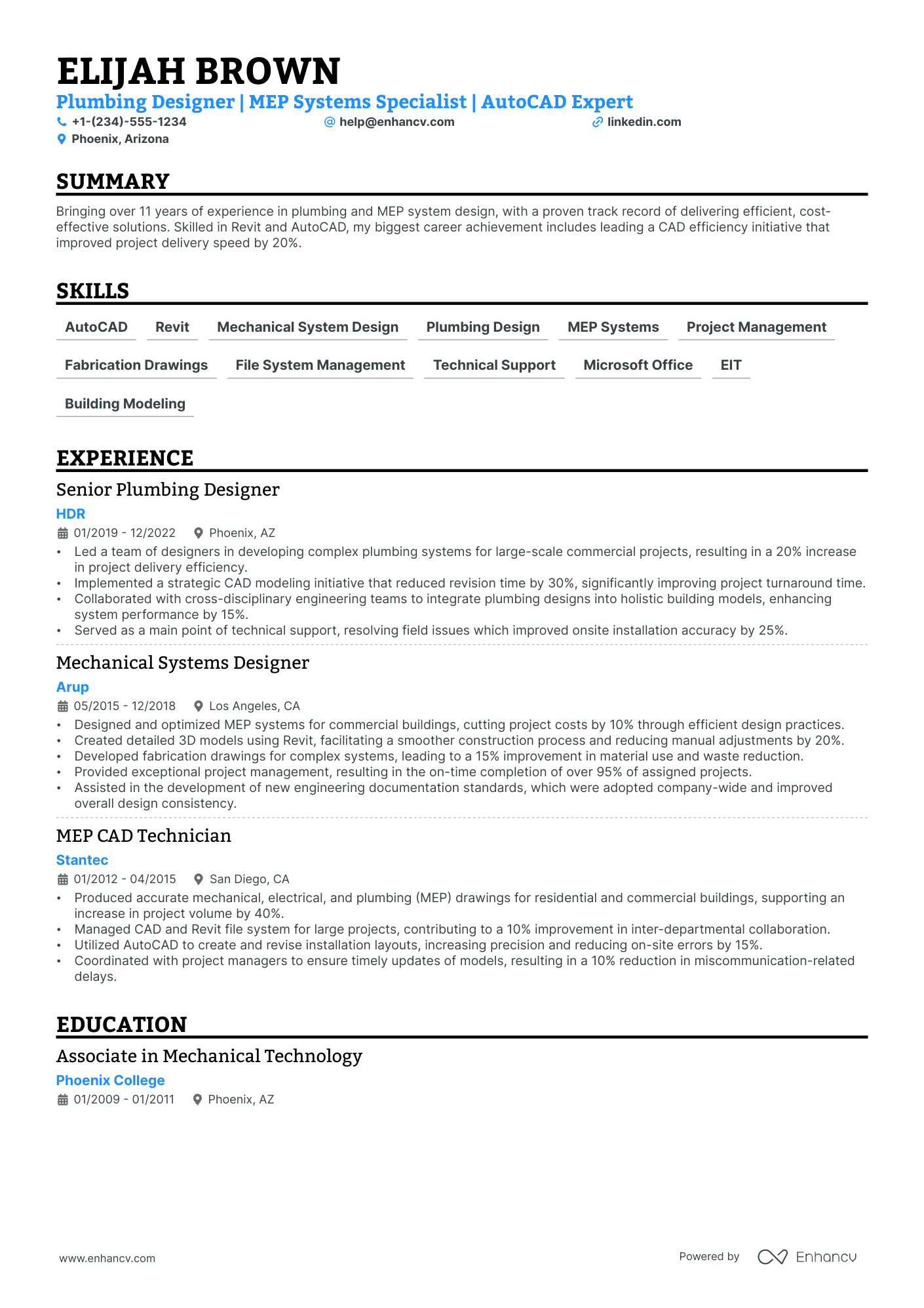 5 Plumbing Designer Resume Examples & Guide for 2024