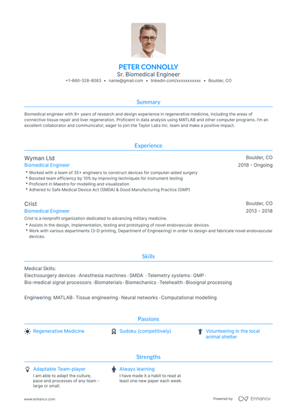 5 Biomedical Engineer Resume Examples & Guide for 2024