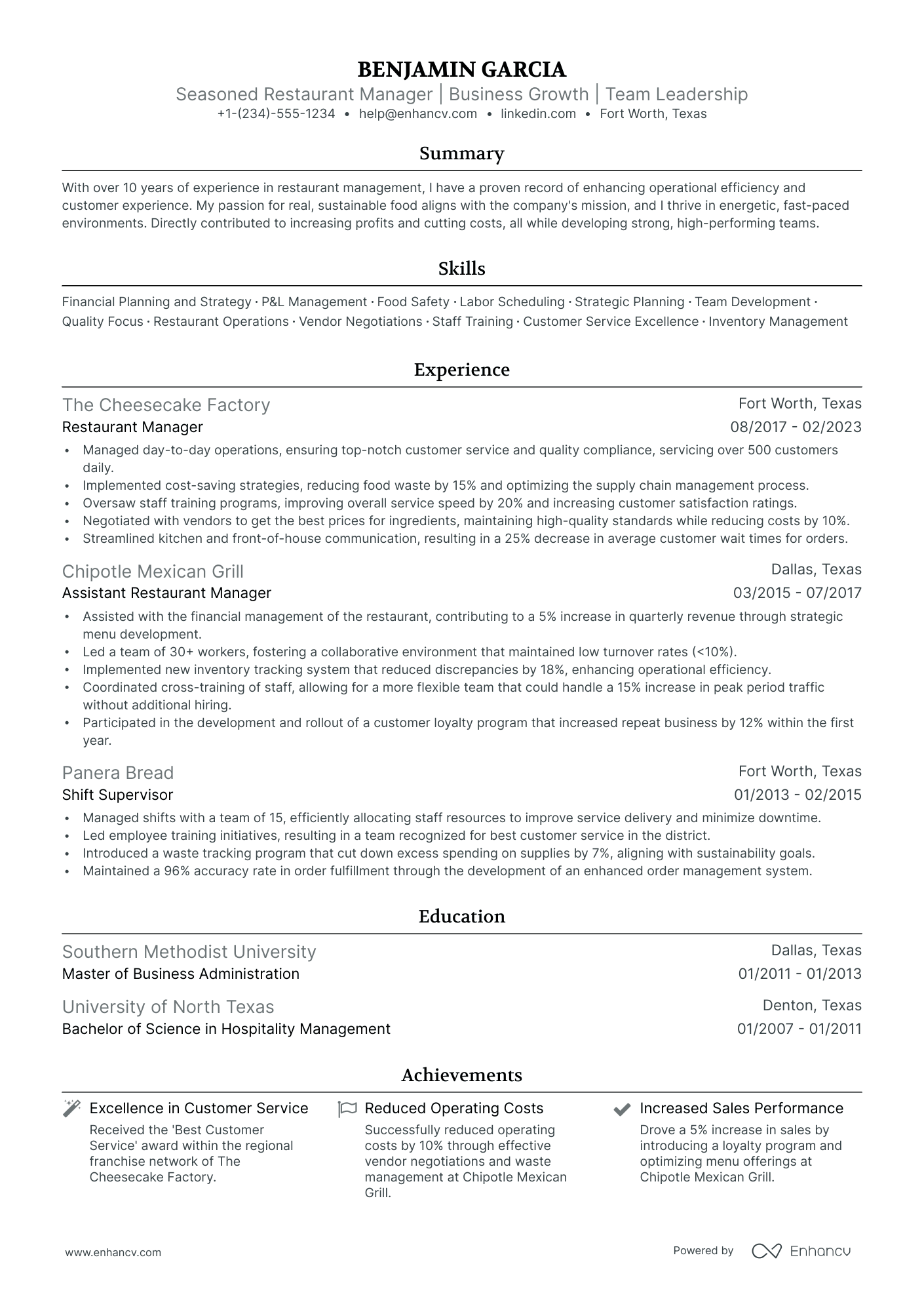 5 Restaurant General Manager Resume Examples & Guide for 2024