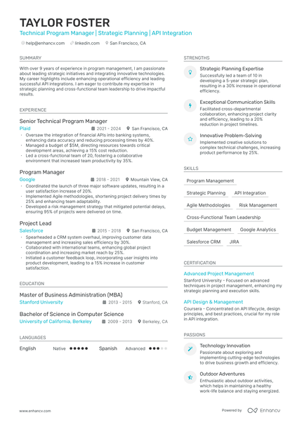 Program Manager resume example
