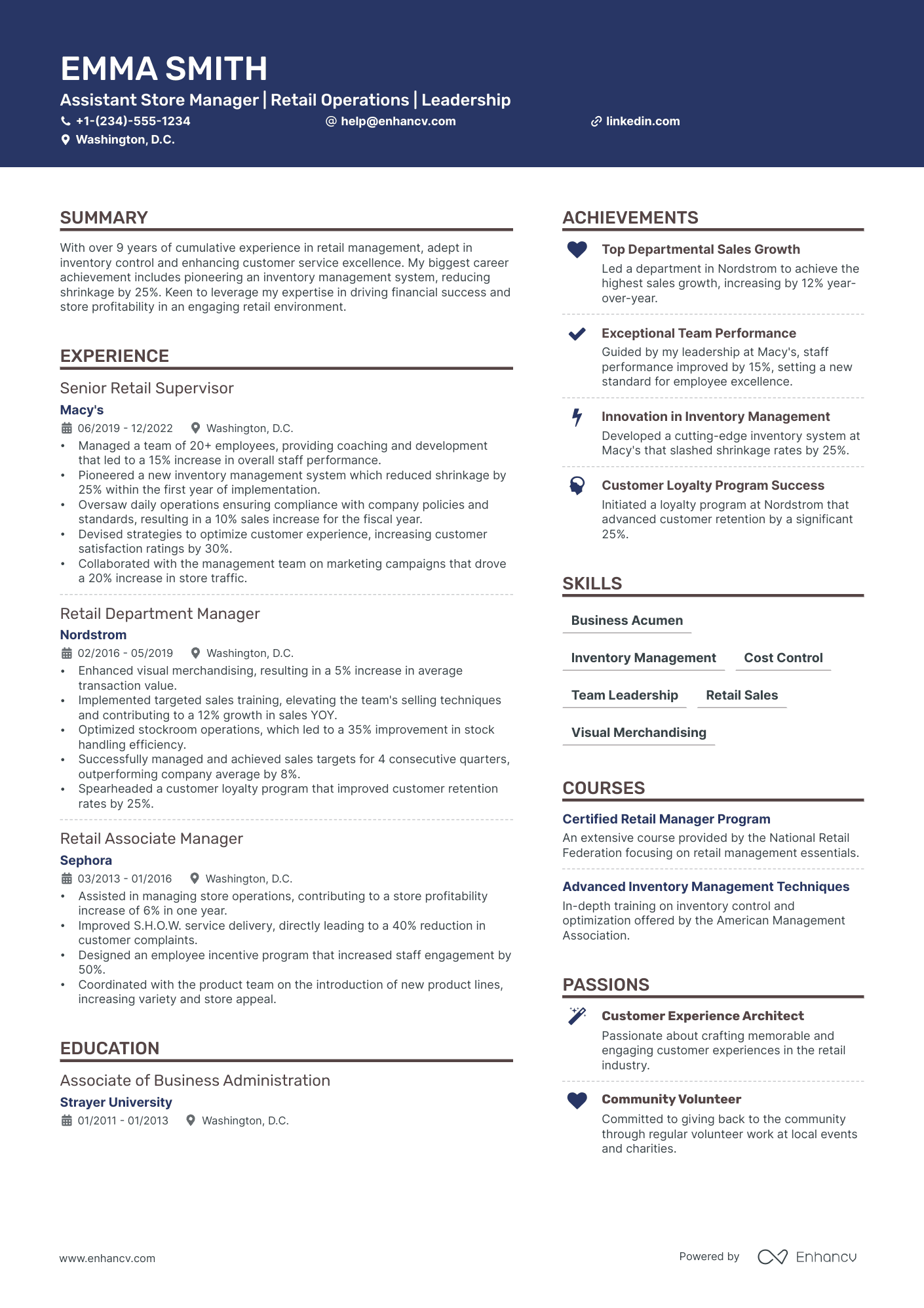 5 Retail Assistant Store Manager Resume Examples & Guide for 2024