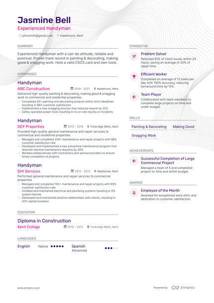 5 Handyman Resume Examples & Guide for 2024