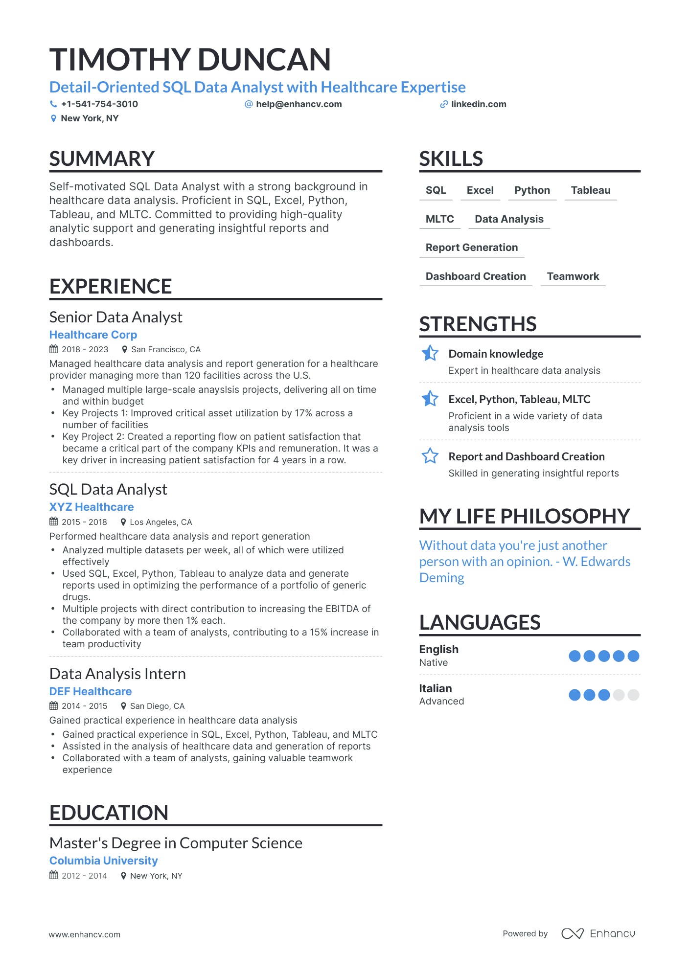 5 SQL Data Analyst Resume Examples & Guide for 2024