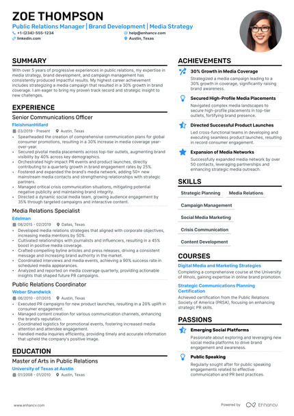 4 Public Relations Specialist Resume Examples & Guide for 2024