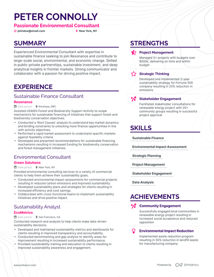 5 Environmental Consultant Resume Examples & Guide for 2023