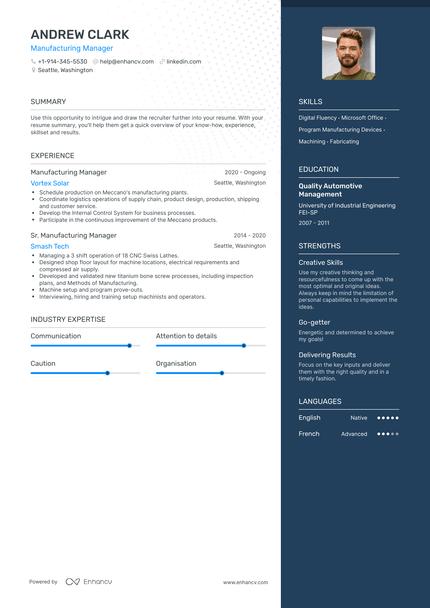 Manufacturing Manager Resume Examples & Guide for 2023 (Layout, Skills ...