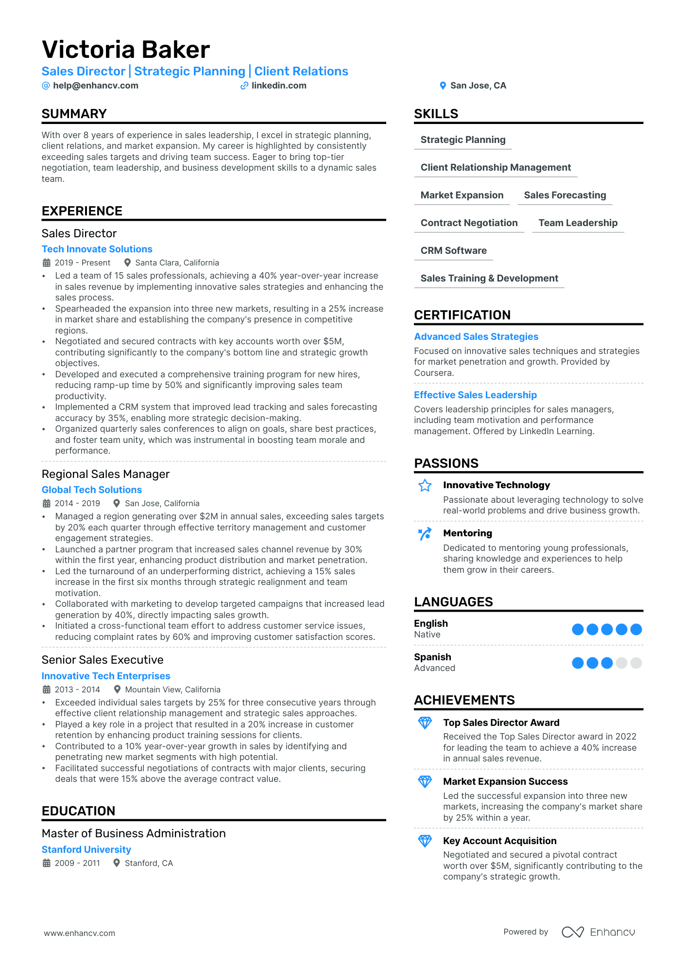 Sales resume example