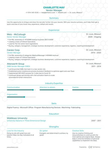 Vendor Manager Resume Examples & Guide For 2023 (layout, Skills 