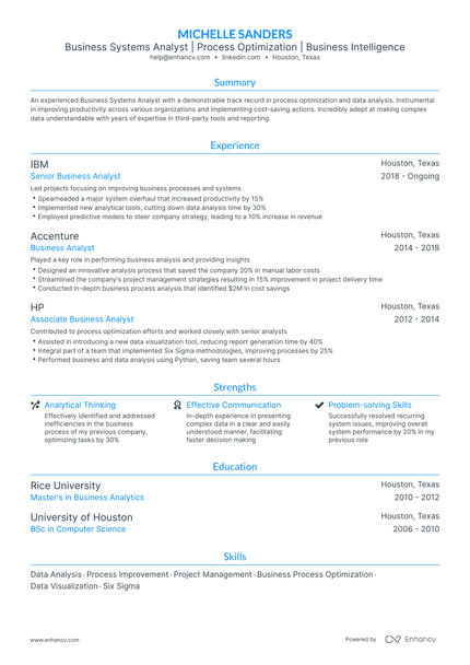 5 Business Systems Analyst Resume Examples & Guide for 2024