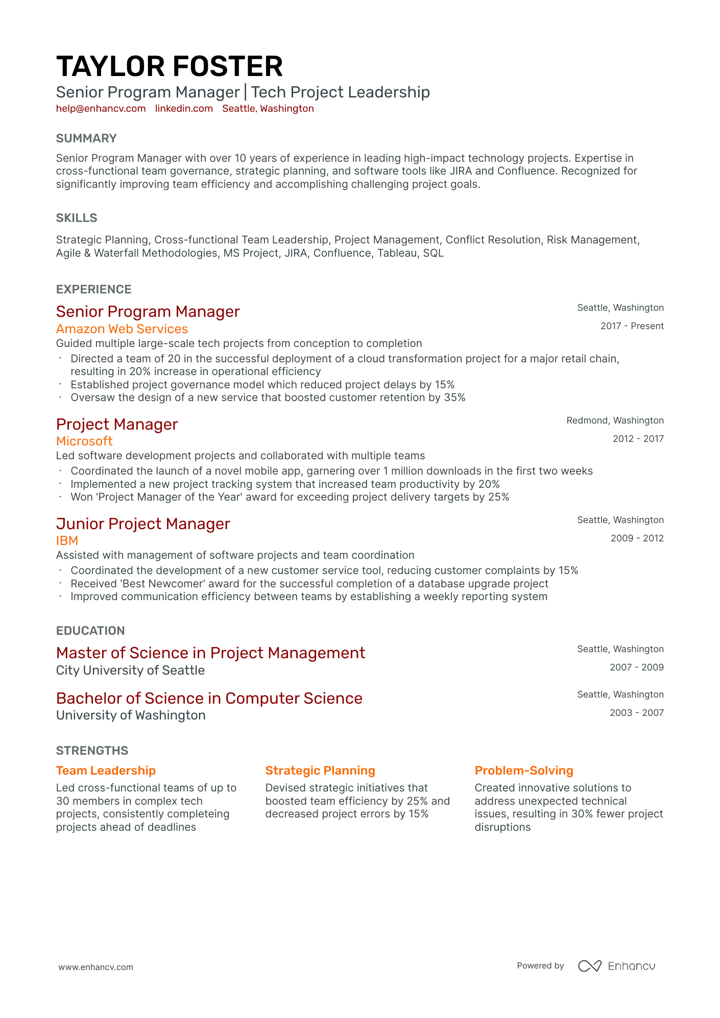 10 Senior Program Manager Resume Examples & Guide for 2026