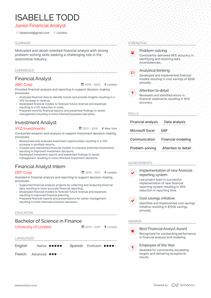 12 Financial Analyst Resume Examples & Guide for 2024