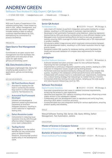 10 Software Test Analyst Resume Examples & Guide for 2026