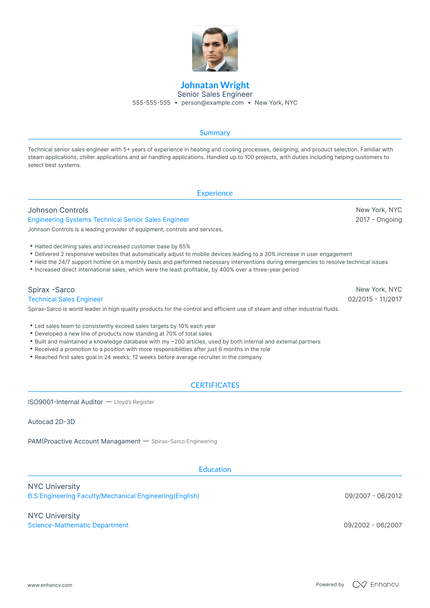 2 Sales Engineer Resume Examples & Guide for 2023