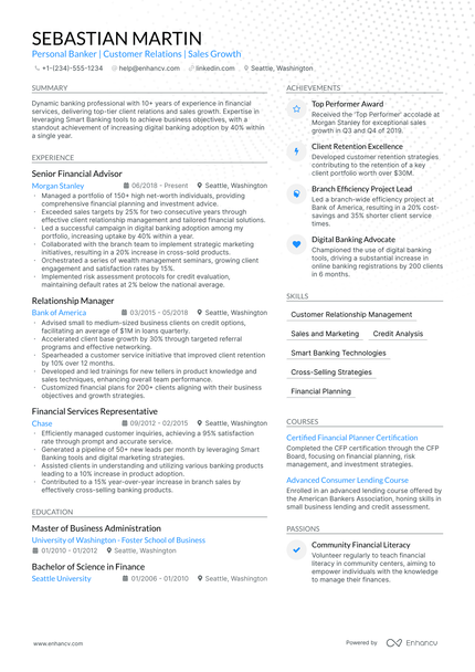 5 Personal Banker Resume Examples & Guide for 2024