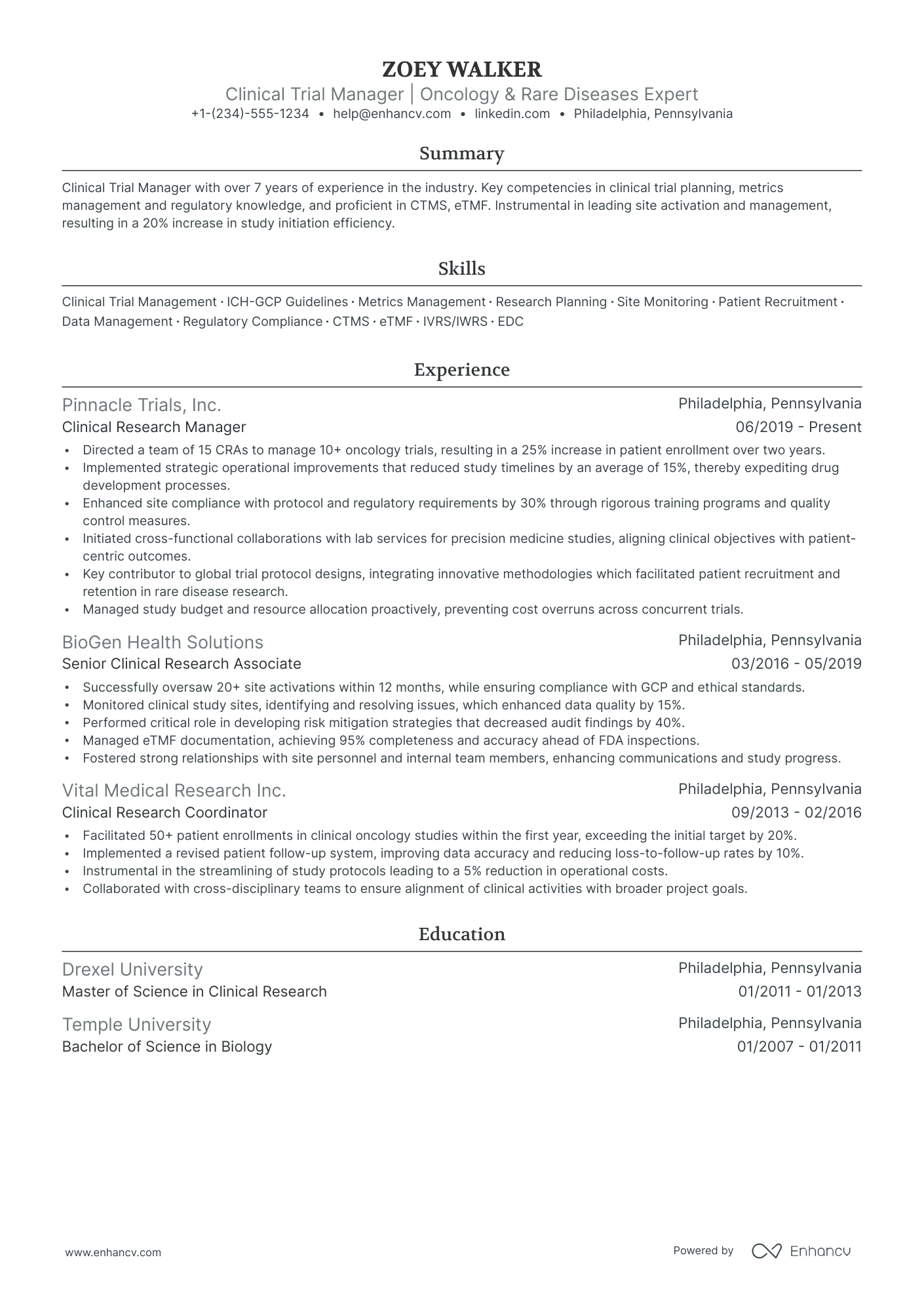 5 Clinical Trial Manager Resume Examples & Guide For 2024