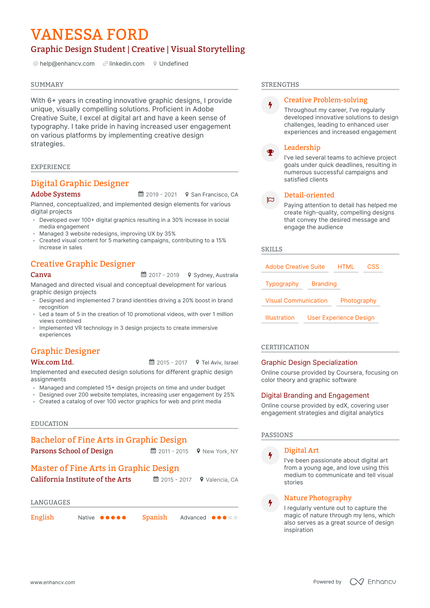 5 Graphic Design Student Resume Examples & Guide for 2023