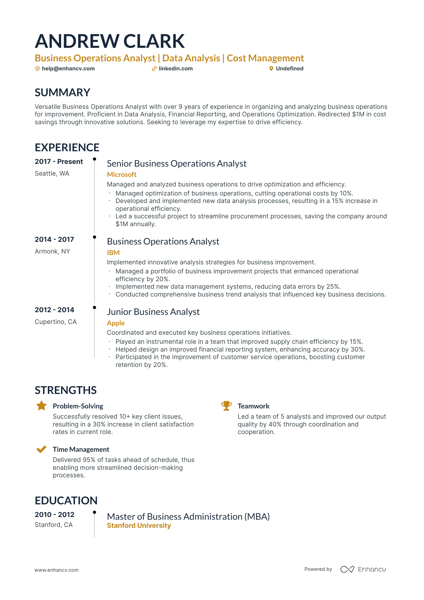 5 Business Operations Analyst Resume Examples & Guide for 2024