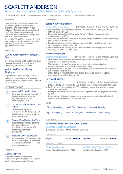 Entry Level Network Operations Resume Examples 30 Network Engineer Resume Examples & Guide for 2026
