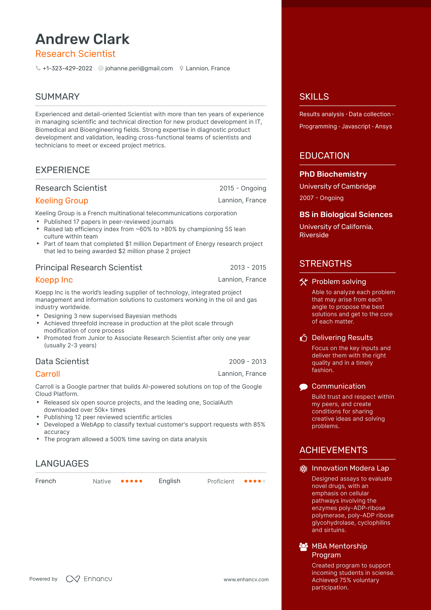 Scientist Resume Examples & Guide for 2023 (Layout, Skills, Keywords ...