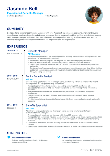 3 Benefits Manager Resume Examples & Guide for 2023