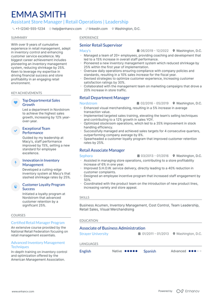 10 Retail Assistant Store Manager Resume Examples & Guide for 2026