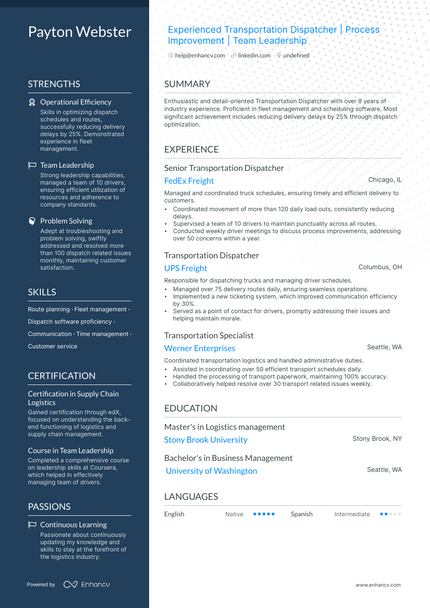 5 Transportation Dispatcher Resume Examples & Guide for 2023