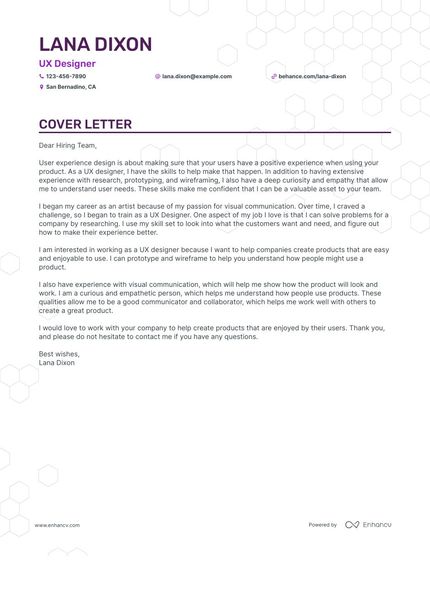 cover letter for ux writer