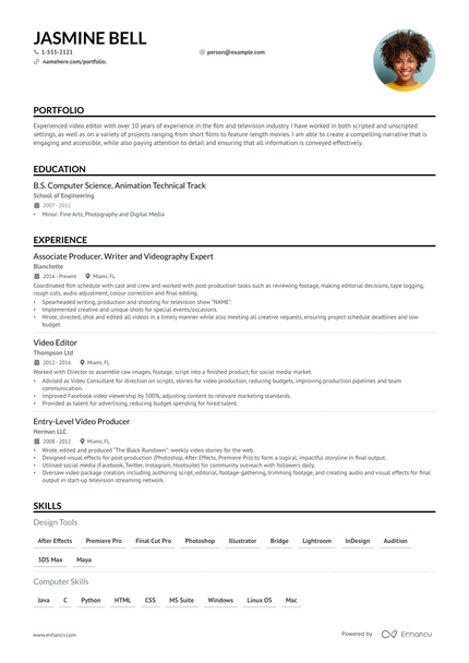 how to make a video editor resume